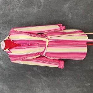 NWT New York & co pink yellow stripped collared dress